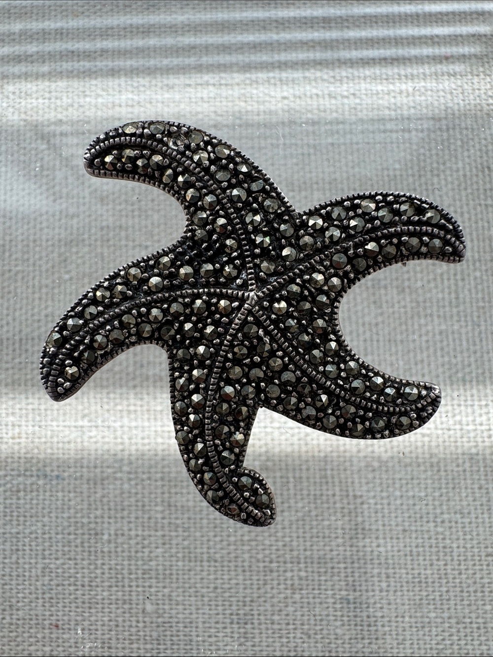Starfish Brooch - 925 Sterling Silver and Marcasite